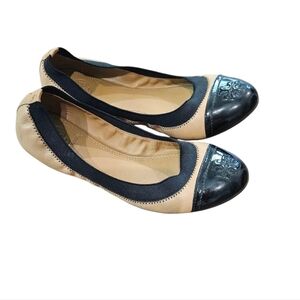 Tory Burch Leather Black And Tan Womens Flats